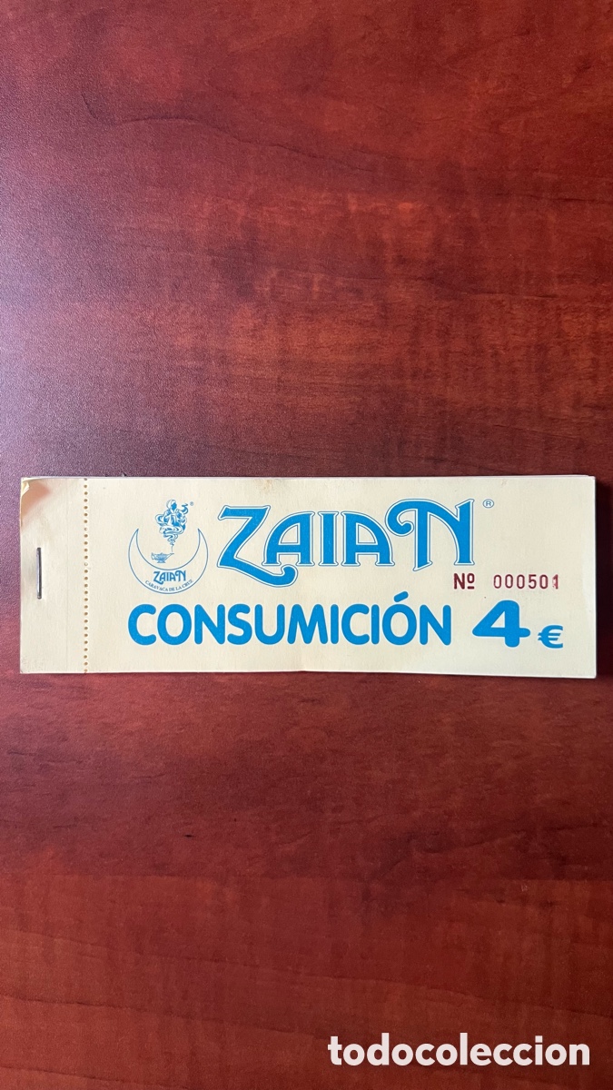 Paper Collecting Others: TALONARIO CONSUMICI&Oacute;N BAR DISCOTECA CAFETER&Iacute;A ZAIAN CARAVACA DE LA CRUZ ( MURCIA )