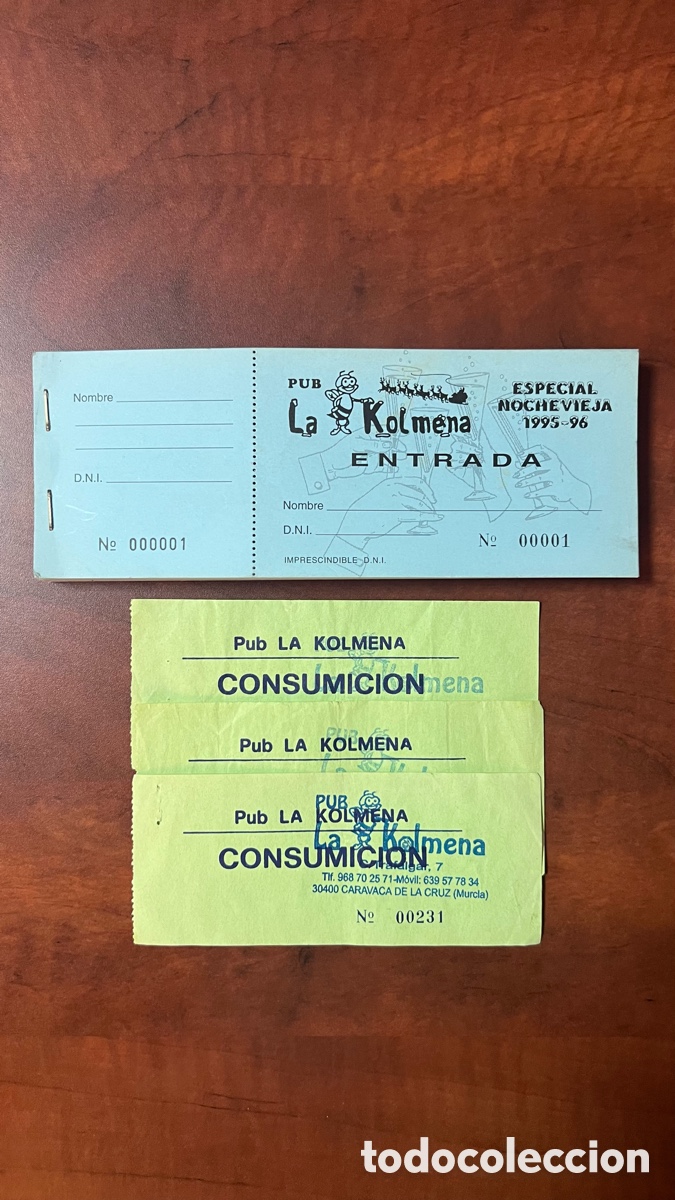 Otros art&iacute;culos de coleccionismo en papel: TALONARIO Y CONSUMICIONES PUB LA KOLMENA CARAVACA DE LA CRUZ ( MURCIA )