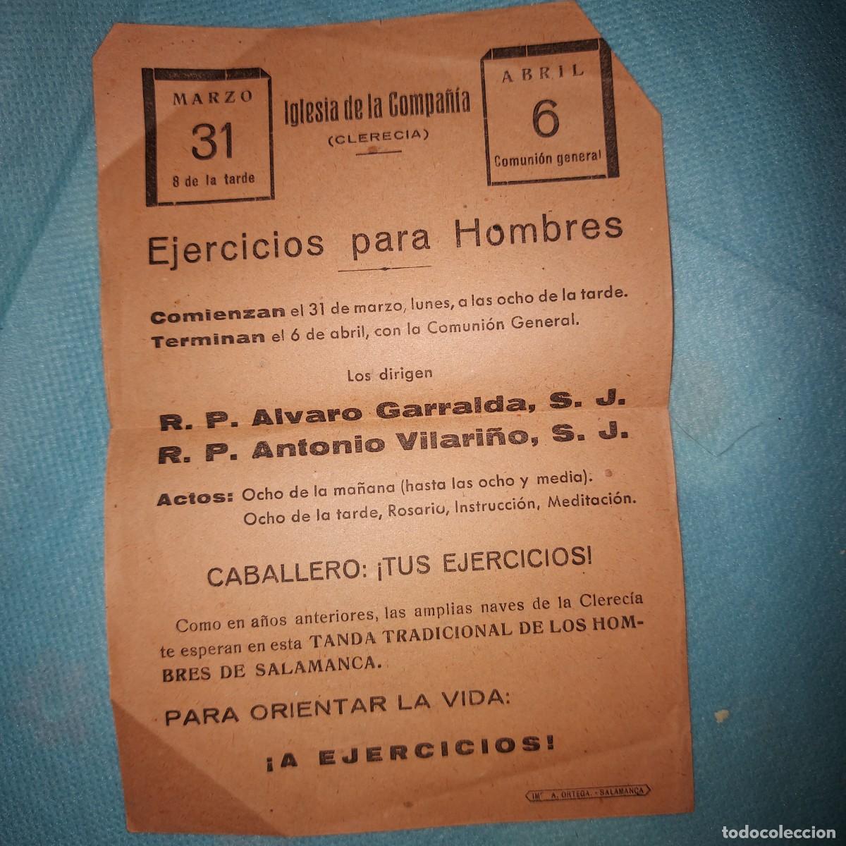 Otros art&iacute;culos de coleccionismo en papel: CONVOCATORIA PUBLICITARIA DE CARACTER RELIGIOSO PARA HOMBRES , EJERCICIOS ESPIRITUALES, A&Ntilde;OS 50