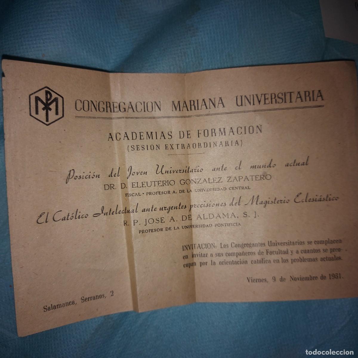 Otros art&iacute;culos de coleccionismo en papel: CONGREGRACION MARIANA UNIVERSITARIA, ACADEMIAS DE FORMACION, A&Ntilde;OS 50