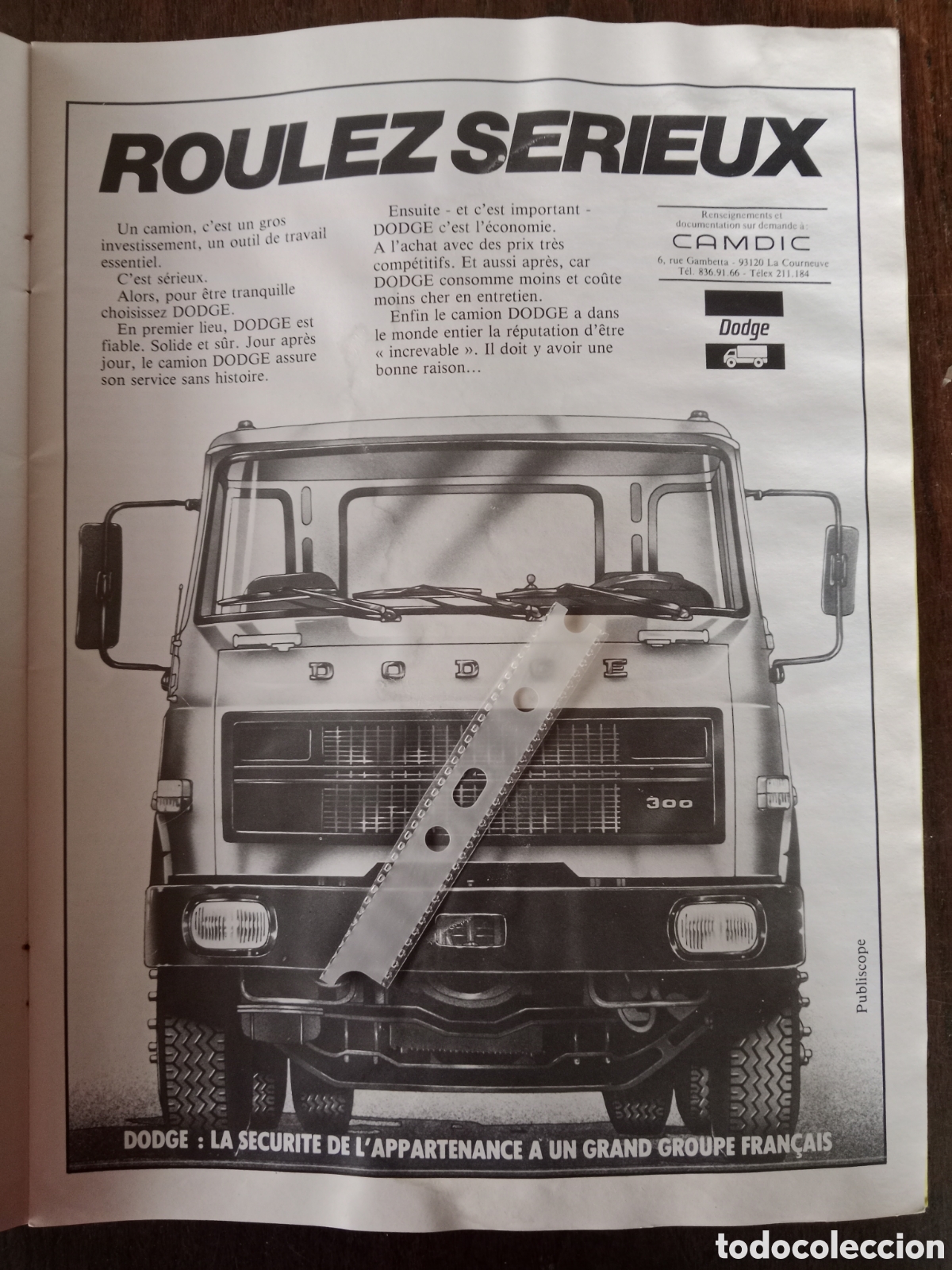 Otros art&iacute;culos de coleccionismo en papel: Publicidad cami&oacute;n Dodge 300 de 1981