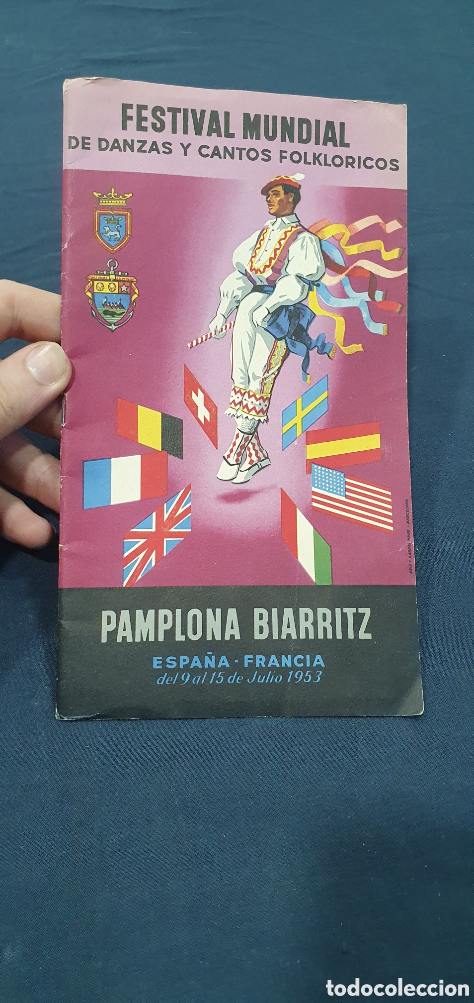 Otros art&iacute;culos de coleccionismo en papel: Festival de danzas y cantos folcl&oacute;ricos Pamplona Biarritz. 1953. (L133)