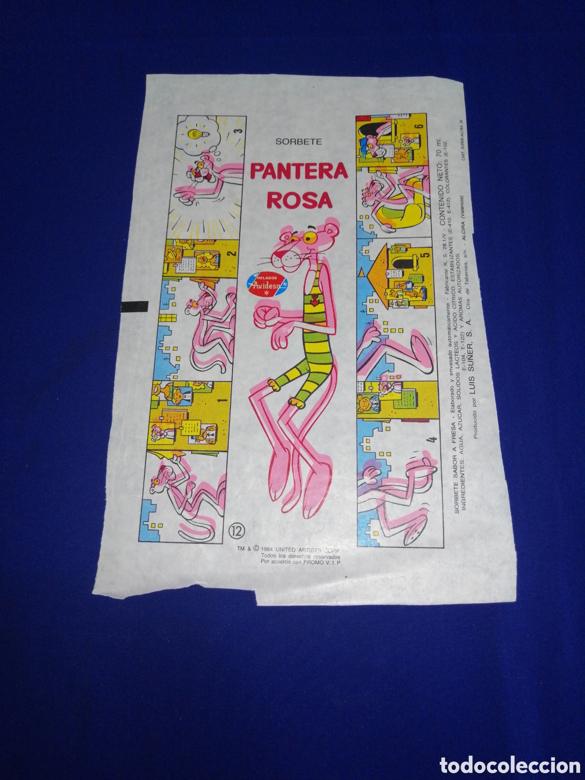 Altri oggetti di carta: HELADOS AVIDESA (ALZIRA) - SORBETE PANTERA ROSA N&Uacute;MERO 12 -ICE CREAM (ALZIRA) -PINK PANTHER SORBETE