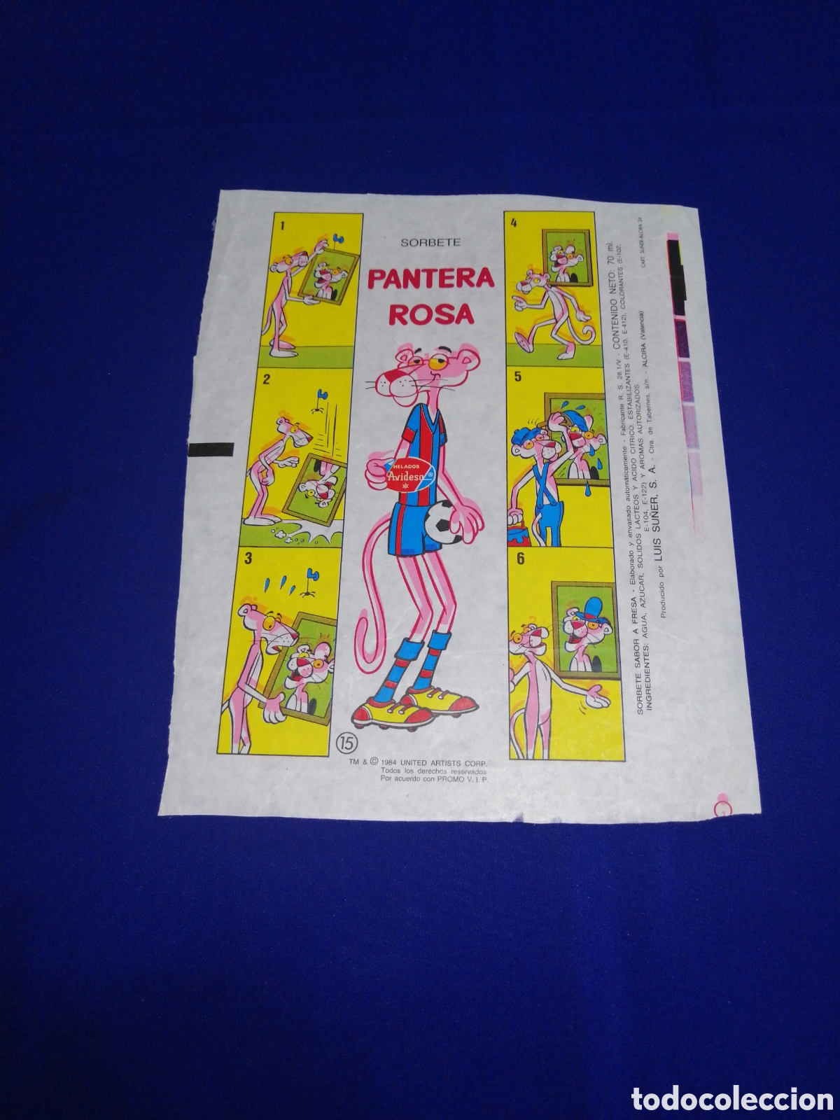 Altri oggetti di carta: HELADOS AVIDESA (ALZIRA) - SORBETE PANTERA ROSA F&Uacute;TBOLISTA BLAUGRANA N&Uacute;MERO 15 -PINK PANTHER