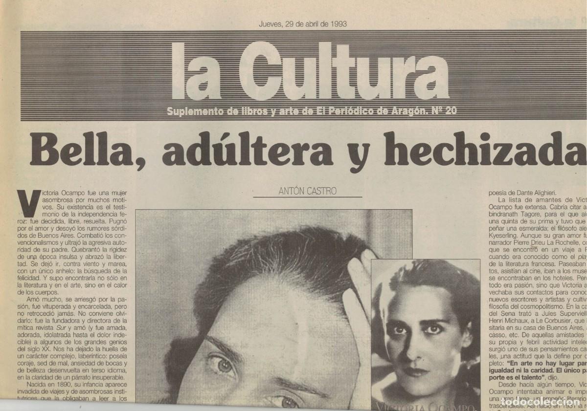 Otros art&iacute;culos de coleccionismo en papel: La Cultura. 29 de abril de 1993 / Suplemento de libros y arte de El Peri&oacute;dico de Arag&oacute;n N&ordm; 20