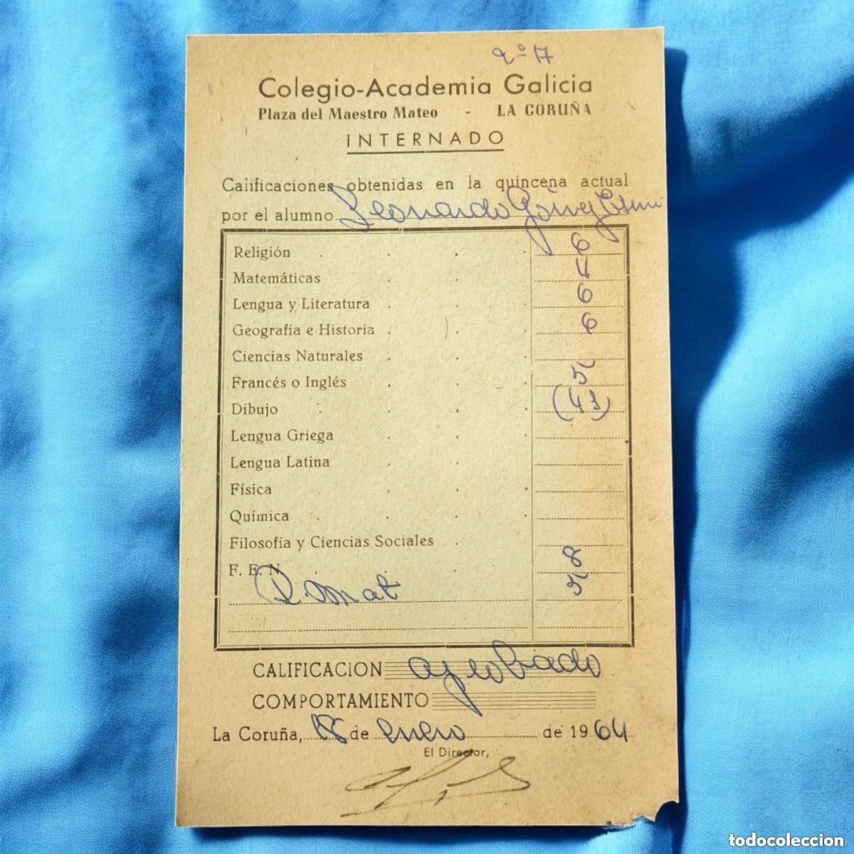 Outros artigos de papel: Bolet&iacute;n Escolar 1964 Colegio-Academia Galicia &ndash; Internado La Coru&ntilde;a &ndash; Pieza Original