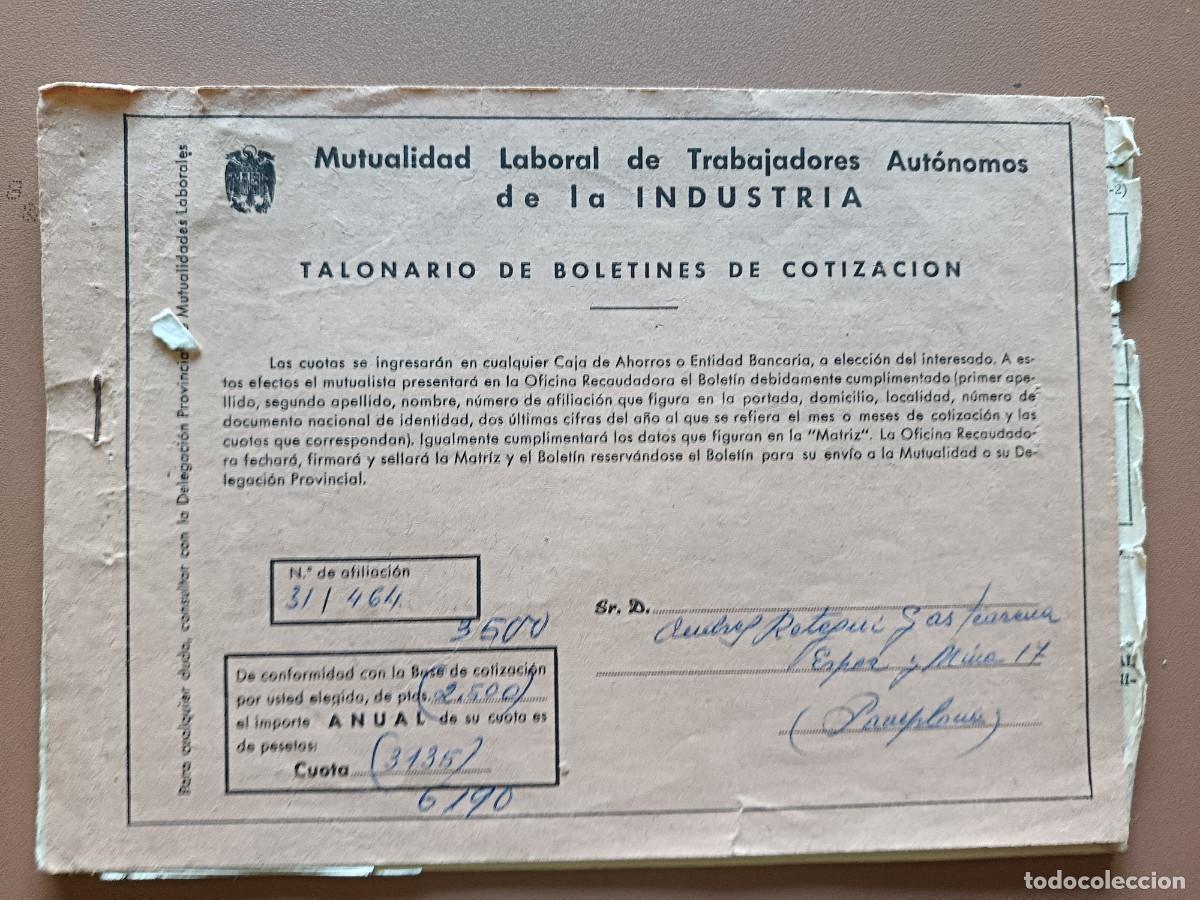 Altri oggetti di carta: TALONARIO COTIZACI&Oacute;N LABORAL- 1969