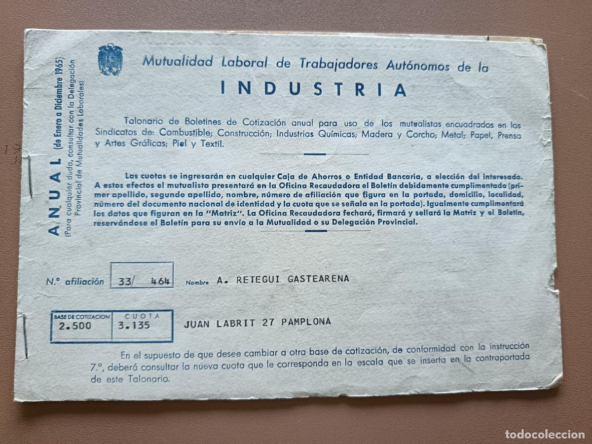 Otros art&iacute;culos de coleccionismo en papel: TALONARIO COTIZACI&Oacute;N LABORAL-