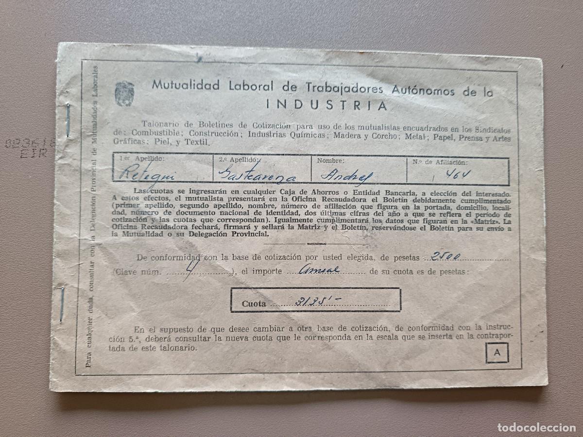 Otros art&iacute;culos de coleccionismo en papel: TALONARIO COTIZACI&Oacute;N LABORAL- 1966