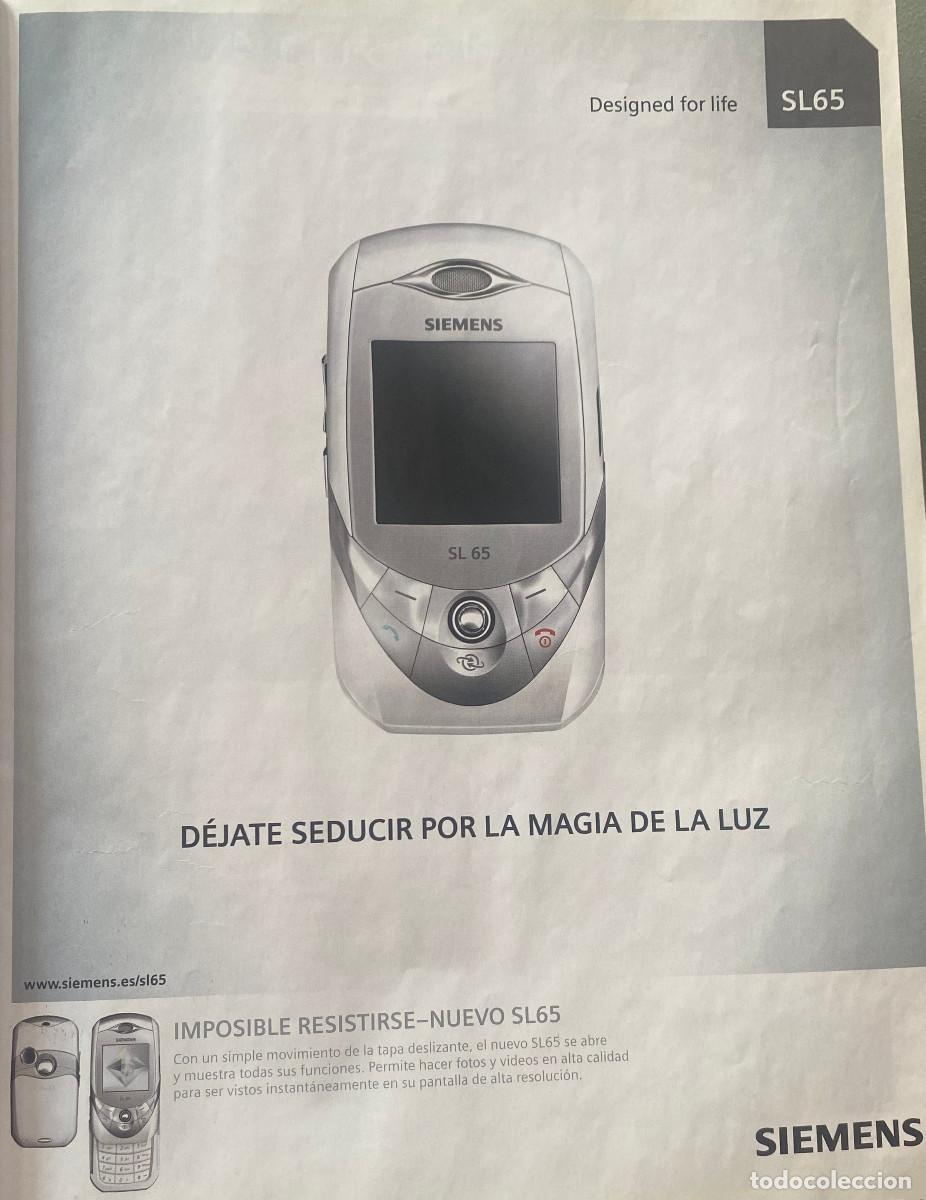 Otros art&iacute;culos de coleccionismo en papel: Publicidad de tel&eacute;fonos m&oacute;viles Siemens SL65. P&aacute;gina de revista a&ntilde;o 2004, enmarcable.