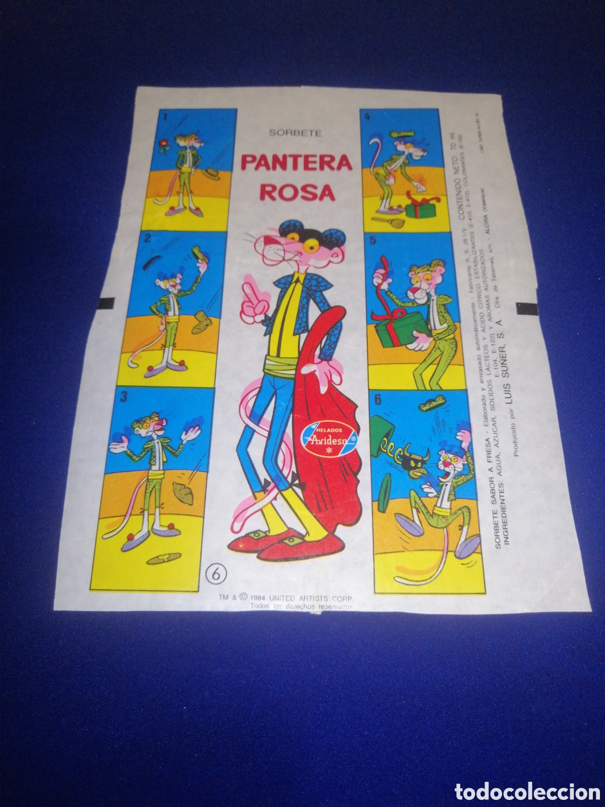 Paper Collecting Others: HELADOS AVIDESA (ALZIRA) - SORBETE PANTERA ROSA N&Uacute;MERO 6-ICE CREAM (ALZIRA) -PINK PANTHER SORBETE