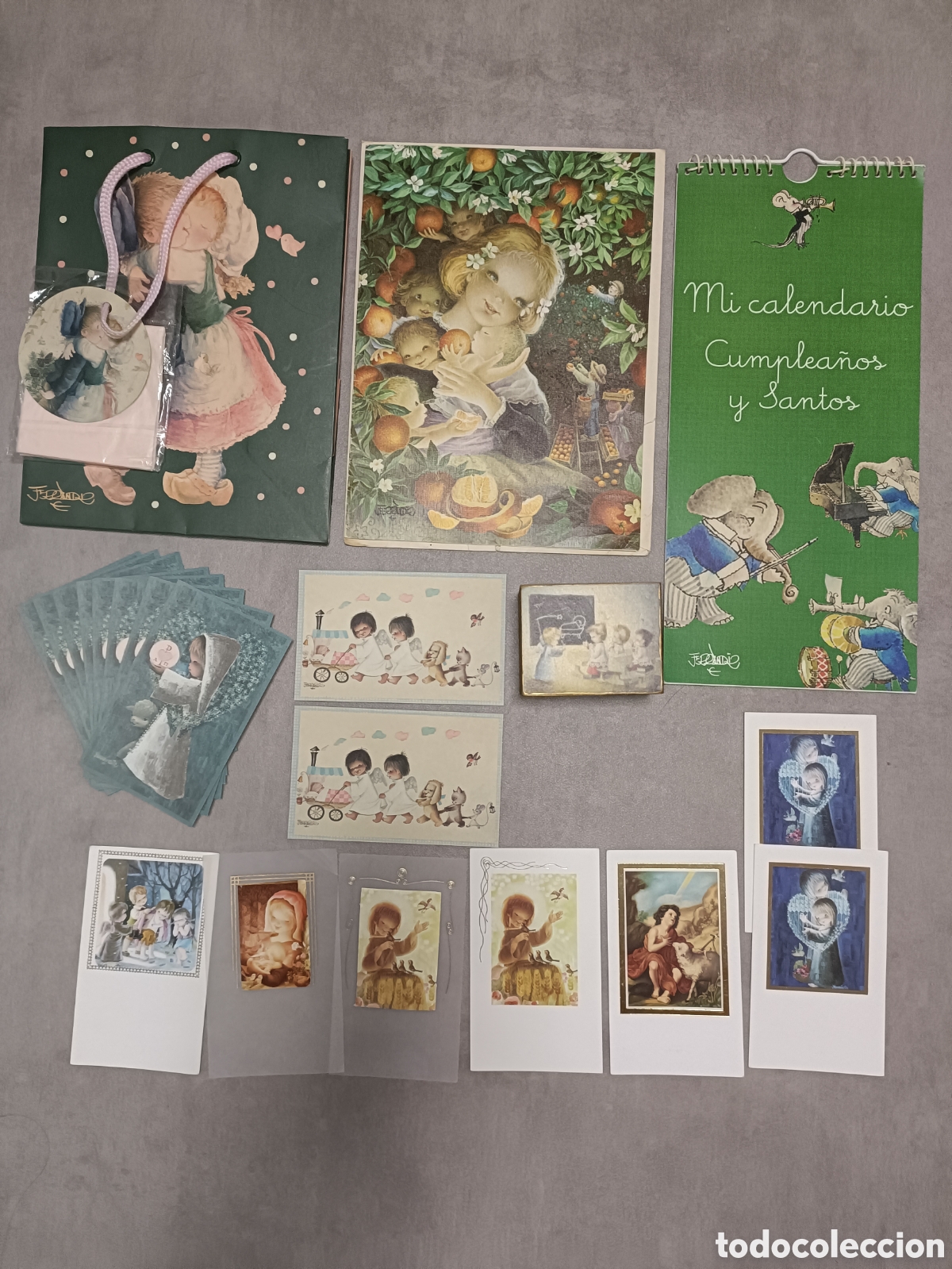 Otros art&iacute;culos de coleccionismo en papel: Gran lote de papeler&iacute;a vintage de Joan Ferr&aacute;ndiz (postales, estampas, recordatorios, calendario...)