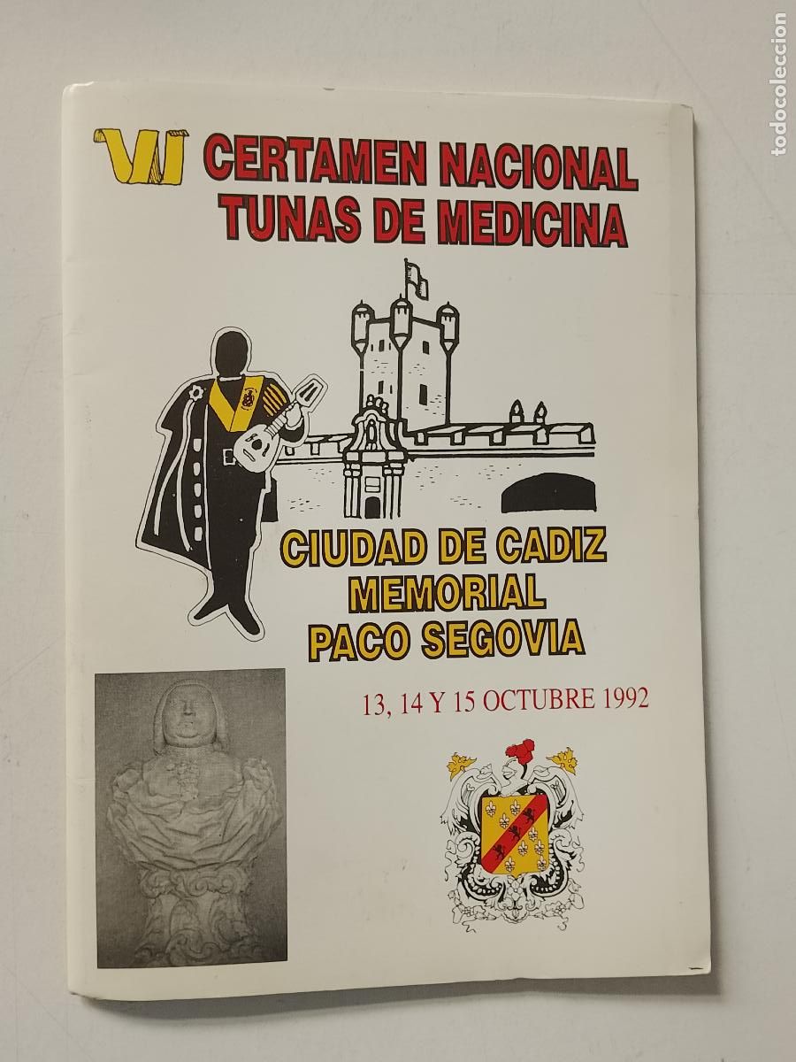 Otros art&iacute;culos de coleccionismo en papel: FACULTAD DE MEDICINA DE CADIZ TUNAS CERTAMEN MEMORIAL PACO SEGOVIA 1992