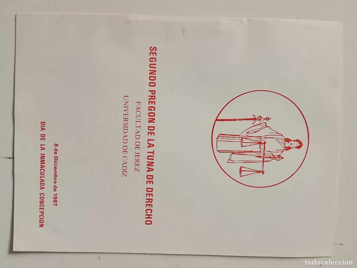 Otros art&iacute;culos de coleccionismo en papel: SEGUNDO PREGON DE LA TUNA DE DERECHO FACULTAD DE JEREZ UNIVERSIDAD CADIZ 1987 ESTUDIANTINA RONDA