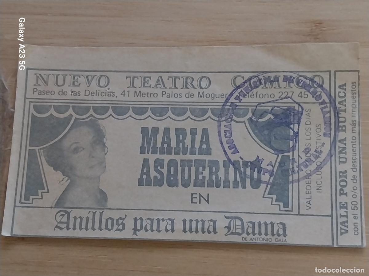 Otros art&iacute;culos de coleccionismo en papel: MARIA ASQUERINO ANILLOS PARA UNA DAMA TEATRO COMICO ENTRADA A&Ntilde;OS 80 SELLO ASOC FERROVIARIOS
