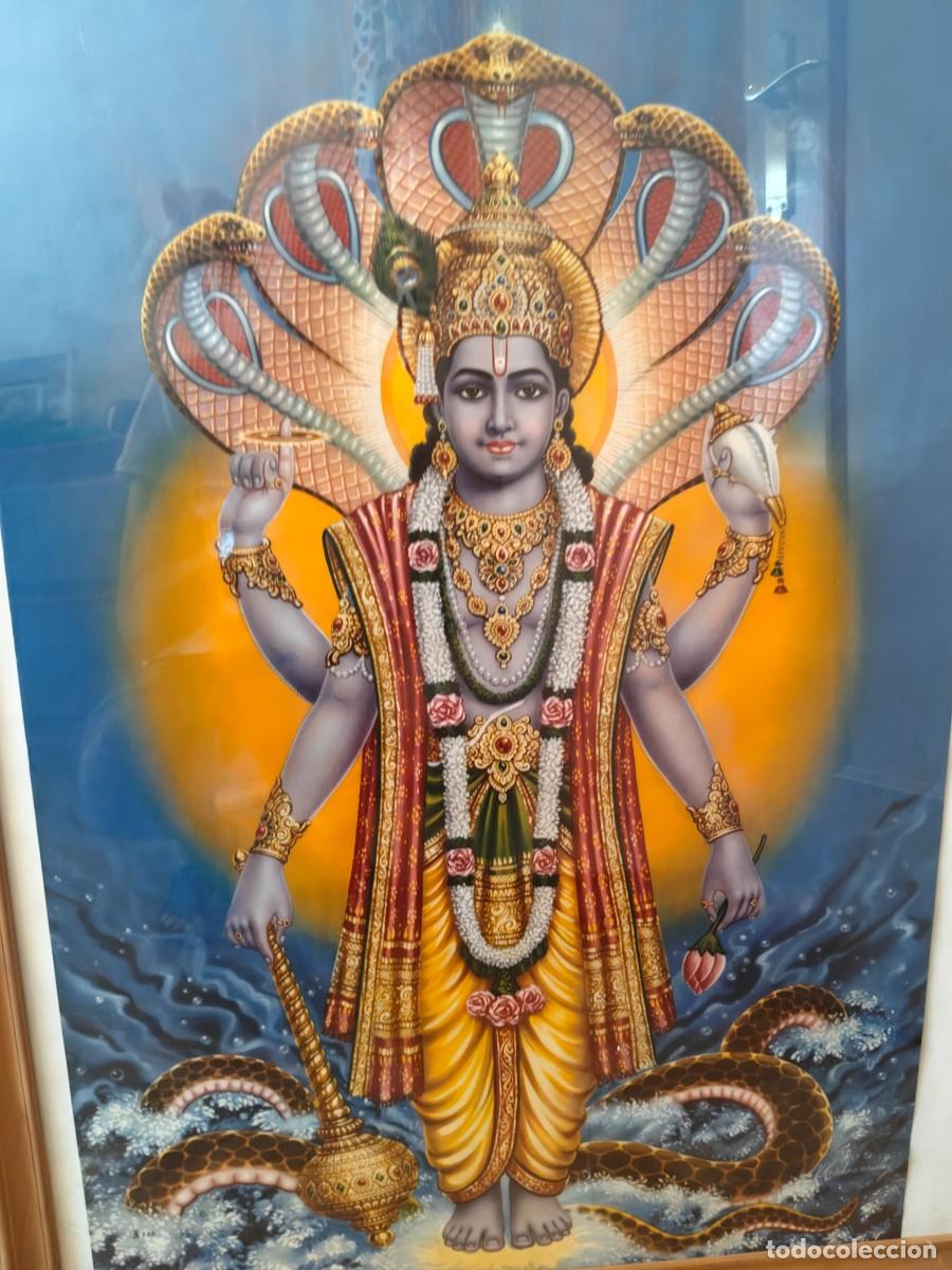 Otros art&iacute;culos de coleccionismo en papel: P&oacute;ster Vishu. 60x80 deidad hindu similar a Shiva, Krisna, Visn&uacute;, Krishna, hinduismo