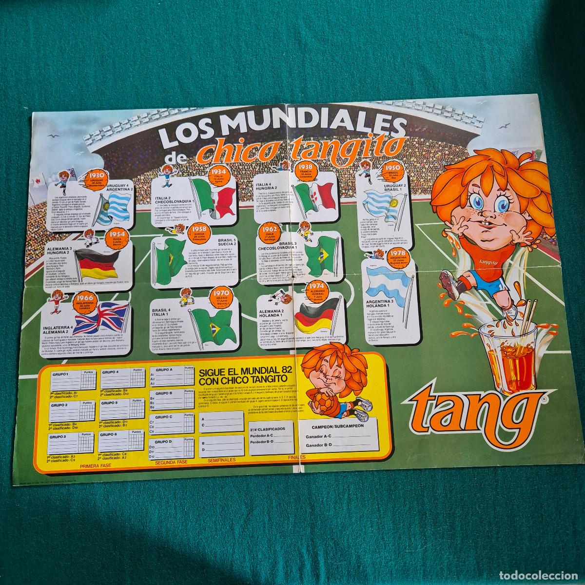 Outros artigos de papel: Antiguo poster de los Mundiales de futbol Espa&ntilde;a 82 de chico tangito promocional de tang a&ntilde;os 80