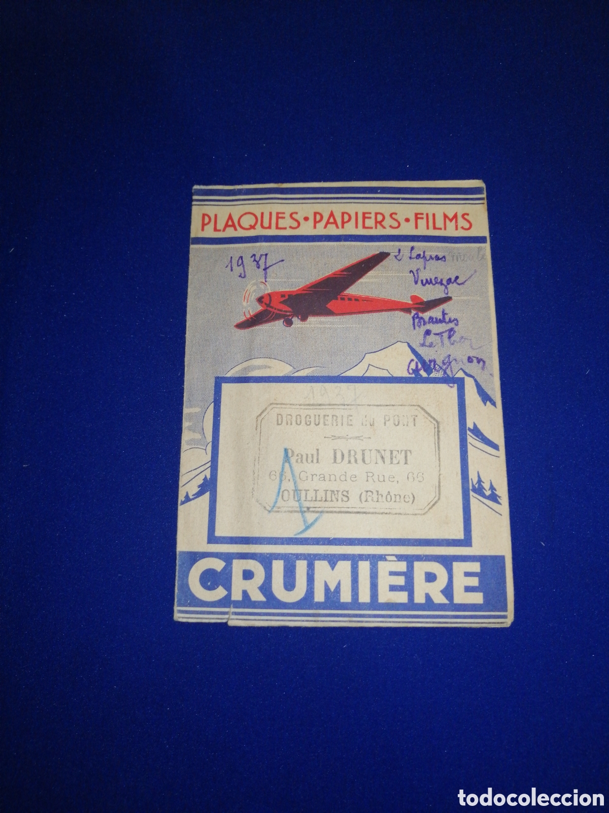 Outros artigos de papel: FUNDA FOTOS CRUMIERE PLAQUES PAPIERS FILMS DROGUERIE DU PONT- OULLINS (RHONE) A&Ntilde;O 1937 FRANCE