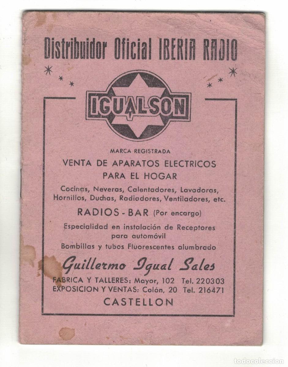 Otros art&iacute;culos de coleccionismo en papel: Folleto publicitario Radio Igualson Guillermo Igual Sales Castell&oacute;n a&ntilde;os 50‑60 Iberia Radio