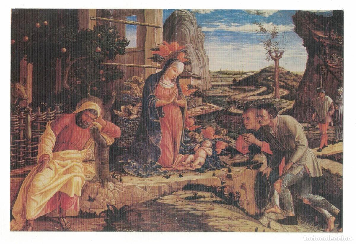 Otros art&iacute;culos de coleccionismo en papel: Tarjeta navide&ntilde;a Federico Domenech 1993 Natividad pintura renacentista mensaje interior