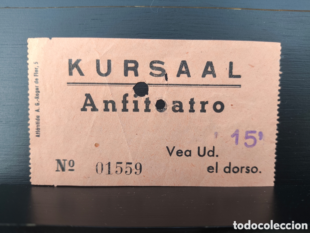 Otros art&iacute;culos de coleccionismo en papel: Antigua entrada sala cine teatro Kursaal de Barcelona Anfiteatro Publicidad Casa Balt&aacute; tienda textil