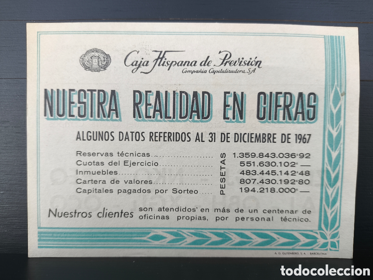 Otros art&iacute;culos de coleccionismo en papel: Antiguo folleto publicitario Caja Hispana de Previsi&oacute;n Barcelona Resultados del Sorteo P&uacute;blico 1968