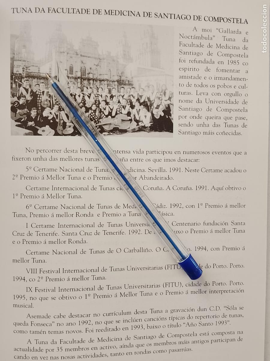 Otros art&iacute;culos de coleccionismo en papel: estudiantina tuna MEDICINA SANTIAGO DE COMPOSTELA Y TRASERA - DEREITO SANTIAGO