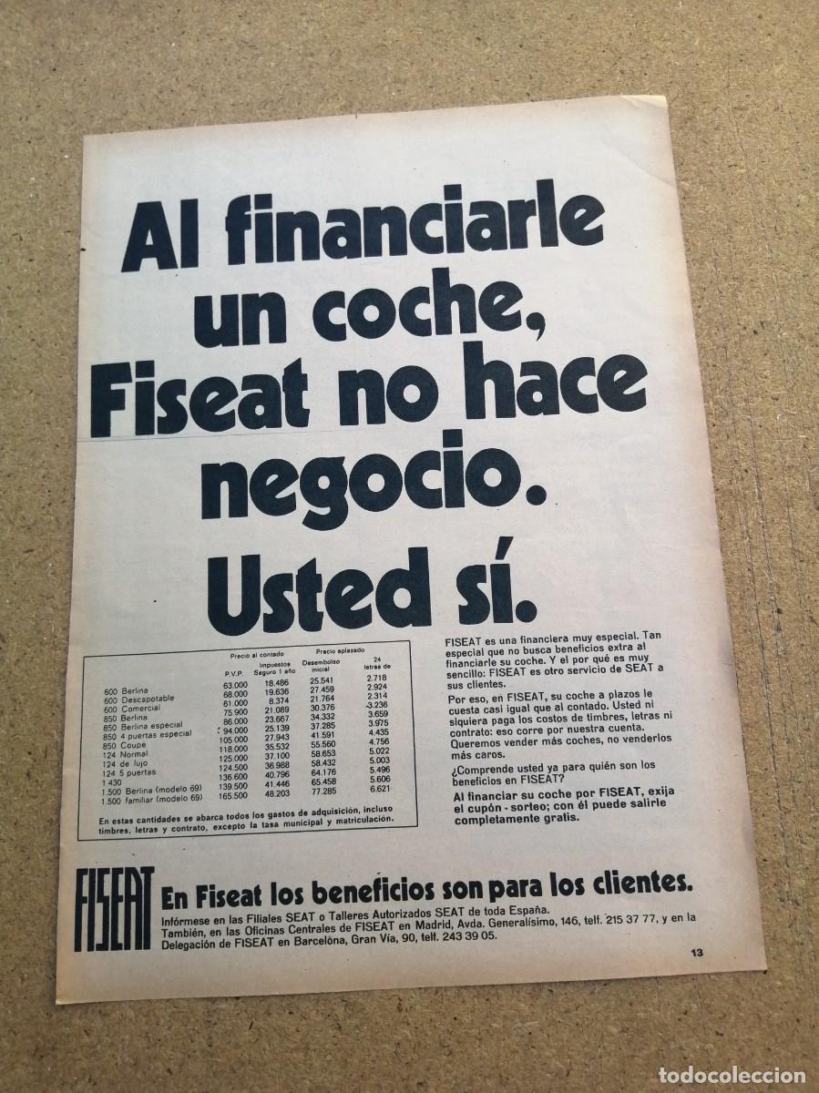 Otros art&iacute;culos de coleccionismo en papel: ANUNCIO. FISEAT, FINANCIACION