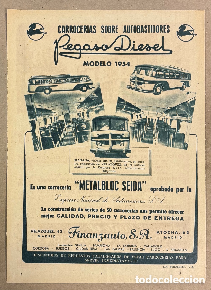 Otros art&iacute;culos de coleccionismo en papel: CARROCER&Iacute;AS SOBRE AUTOBASTIDORES PEGASO DI&Eacute;SEL. ANUNCIO PUBLICITARIO PERI&Oacute;DICO ABC A&Ntilde;OS 50