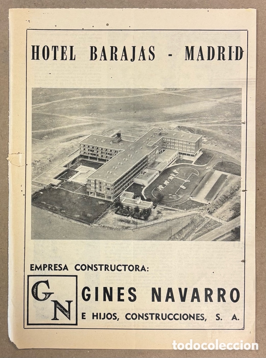 Otros art&iacute;culos de coleccionismo en papel: HOTEL BARAJAS - CONSTRUCTORA GIN&Eacute;S NAVARRO E HIJOS. ANUNCIO PUBLICITARIO PERI&Oacute;DICO ABC A&Ntilde;OS 60