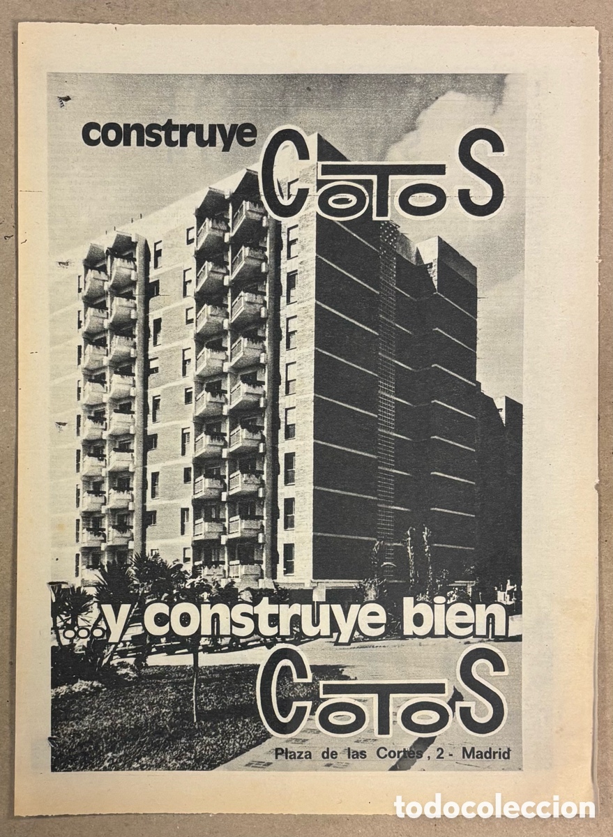Otros art&iacute;culos de coleccionismo en papel: CONSTRUCTORA COTOS (MADRID). ANUNCIO PUBLICITARIO PERI&Oacute;DICO ABC A&Ntilde;OS 60