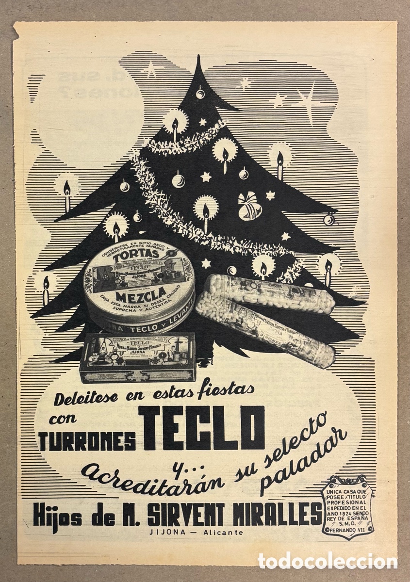 Otros art&iacute;culos de coleccionismo en papel: TURRONES TECLO. ANUNCIO PUBLICITARIO PERI&Oacute;DICO ABC A&Ntilde;OS 60.