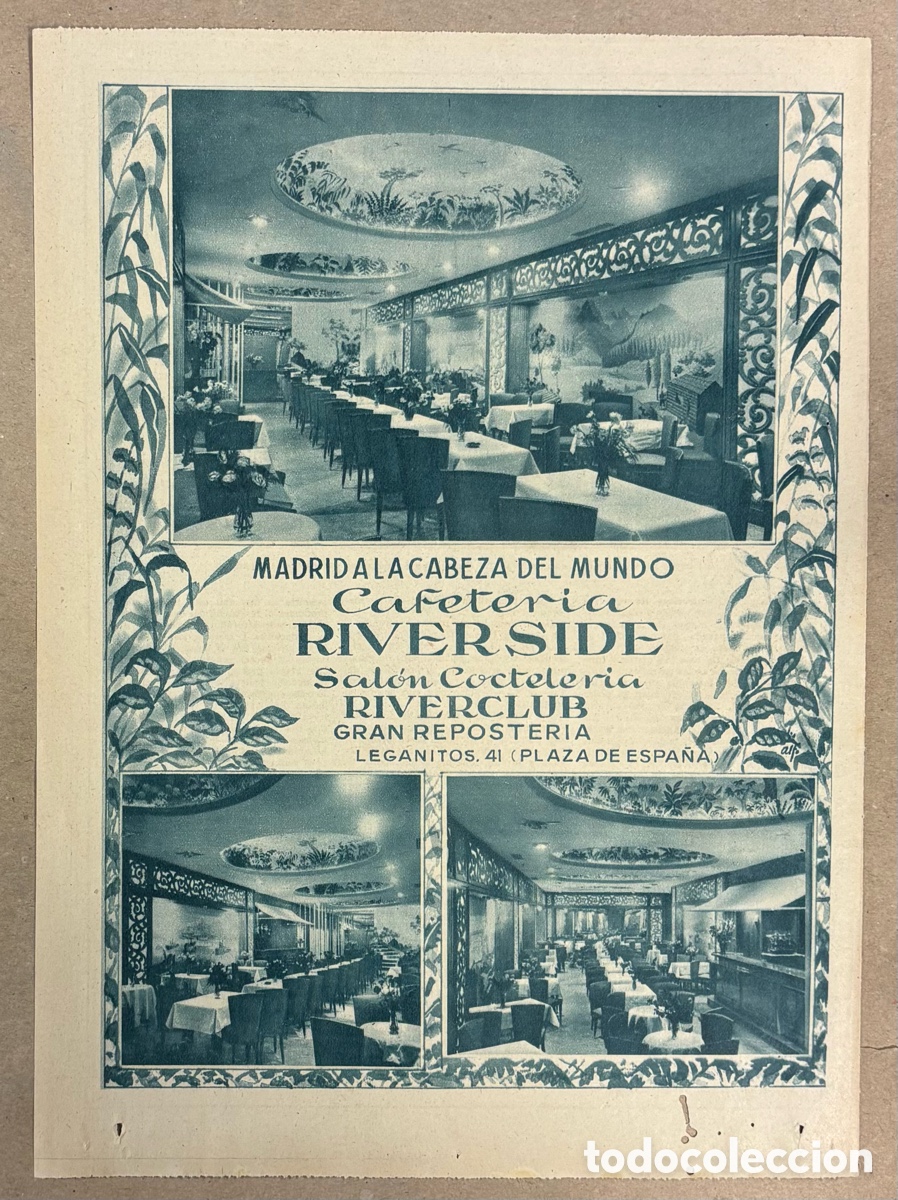 Otros art&iacute;culos de coleccionismo en papel: CAFETER&Iacute;A RIVERSIDE (MADRID). ANUNCIO PUBLICITARIO PERI&Oacute;DICO ABC A&Ntilde;OS 50.