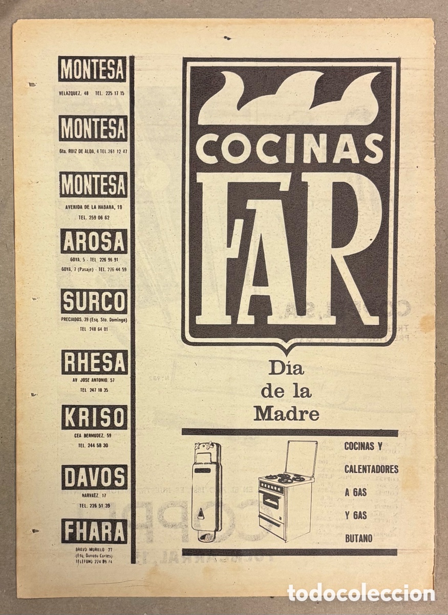 Otros art&iacute;culos de coleccionismo en papel: COCINAS FAR. ANUNCIO PUBLICITARIO PERI&Oacute;DICO ABC A&Ntilde;OS 50.