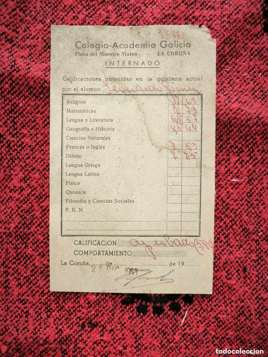 Sammelleidenschaft Andere Papierartikel: Antiguo Bolet&iacute;n de Calificaciones Colegio Academia Galicia La Coru&ntilde;a Internado A&ntilde;os 50-60