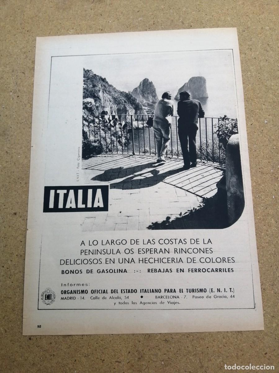 Otros art&iacute;culos de coleccionismo en papel: ANUNCIO. ITALIA. ORGANISMO OFICIAL DEL ESTADO ITALIANO PARA EL TURISMO