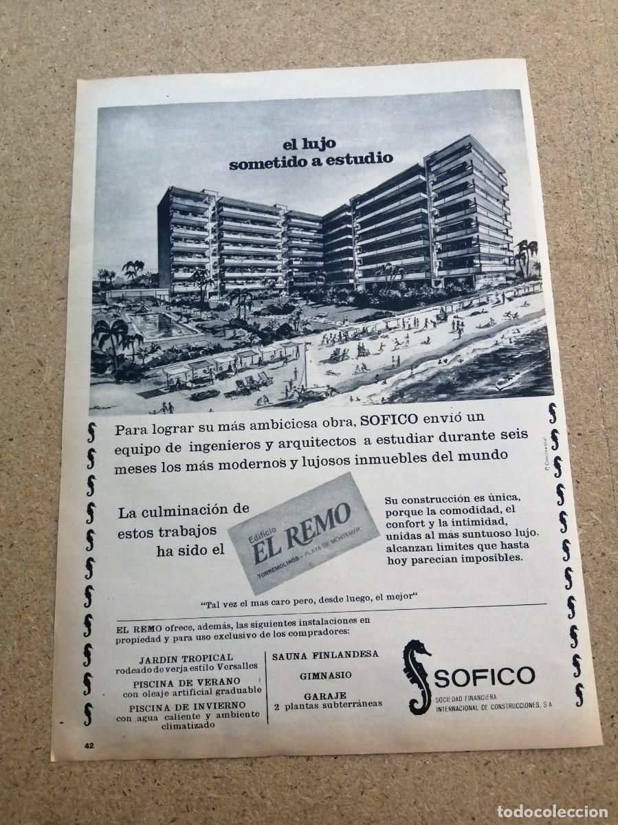 Otros art&iacute;culos de coleccionismo en papel: ANUNCIO. SOFICO, EDIFICIO EL REMO (TORREMOLINOS)