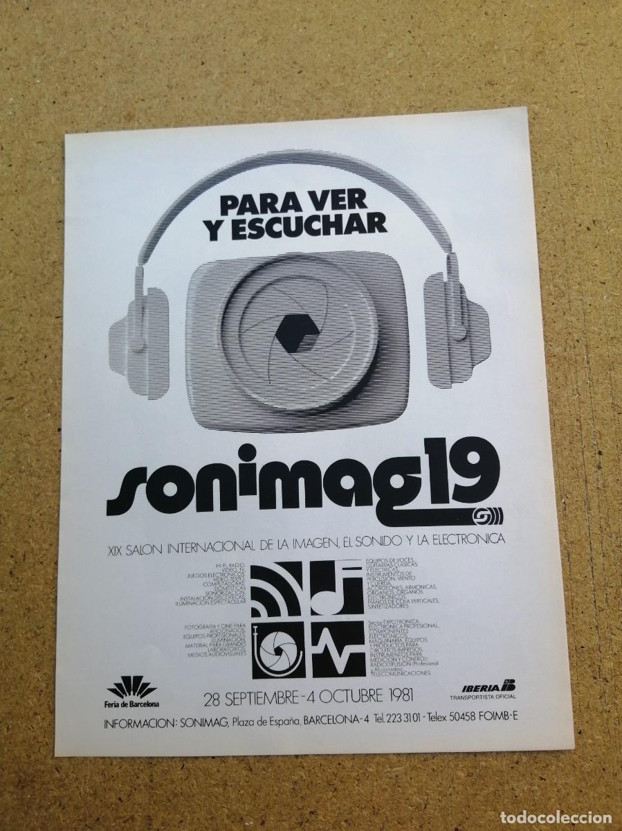 Otros art&iacute;culos de coleccionismo en papel: ANUNCIO. SONIMAG 19 (BARCELONA, 1981)