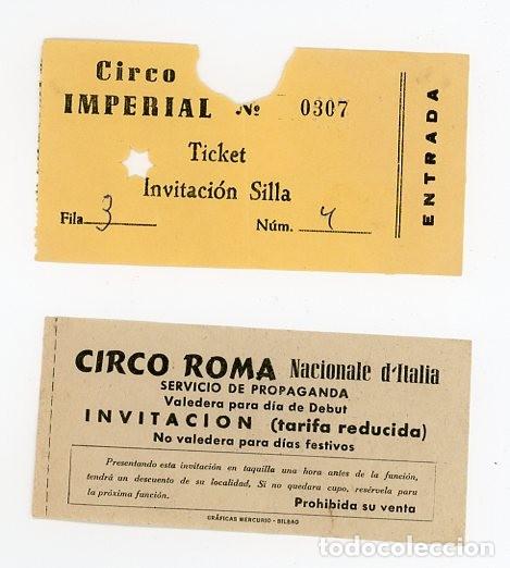 Outros artigos de papel: ANTIGUAS ENTRADAS CIRCO ROMA E IMPERIAL