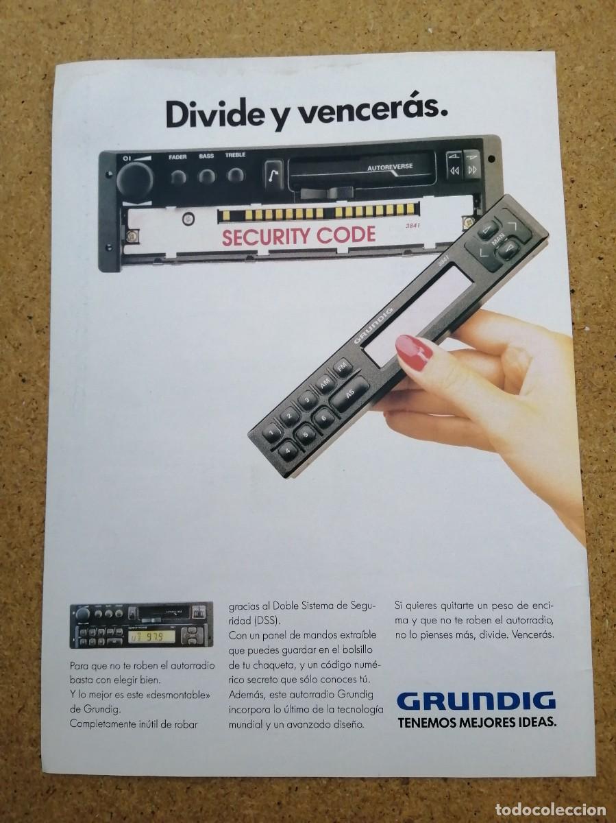 Otros art&iacute;culos de coleccionismo en papel: ANUNCIO. AUTORRADIO DESMONTABLE GRUNDIG