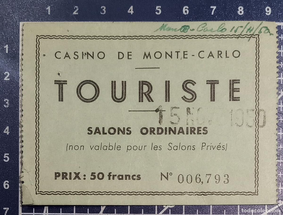 Otros art&iacute;culos de coleccionismo en papel: ENTRADA/TIQUET - CASINO DE MONTE-CARLO - 1950