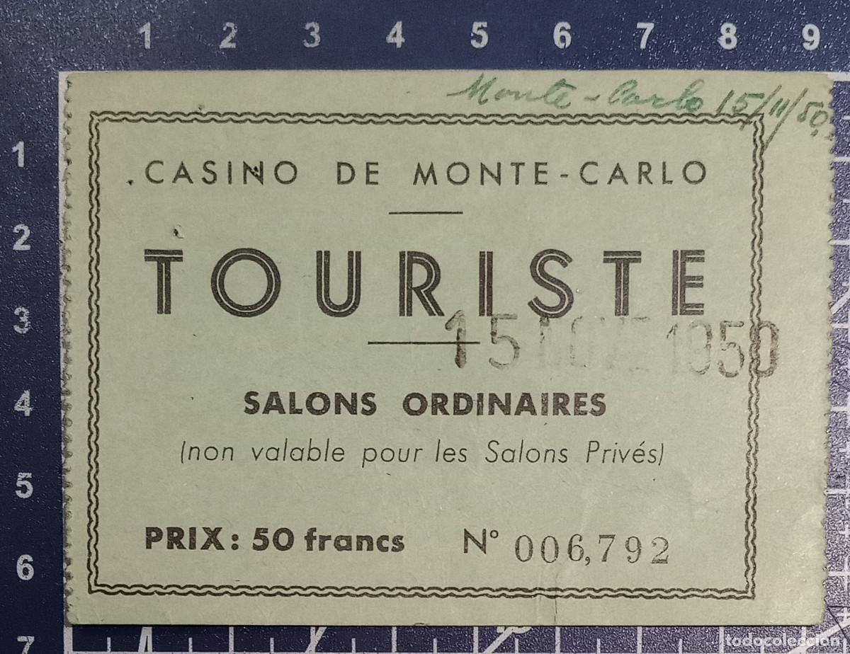 Otros art&iacute;culos de coleccionismo en papel: ENTRADA/TIQUET - CASINO DE MONTE-CARLO - 1950