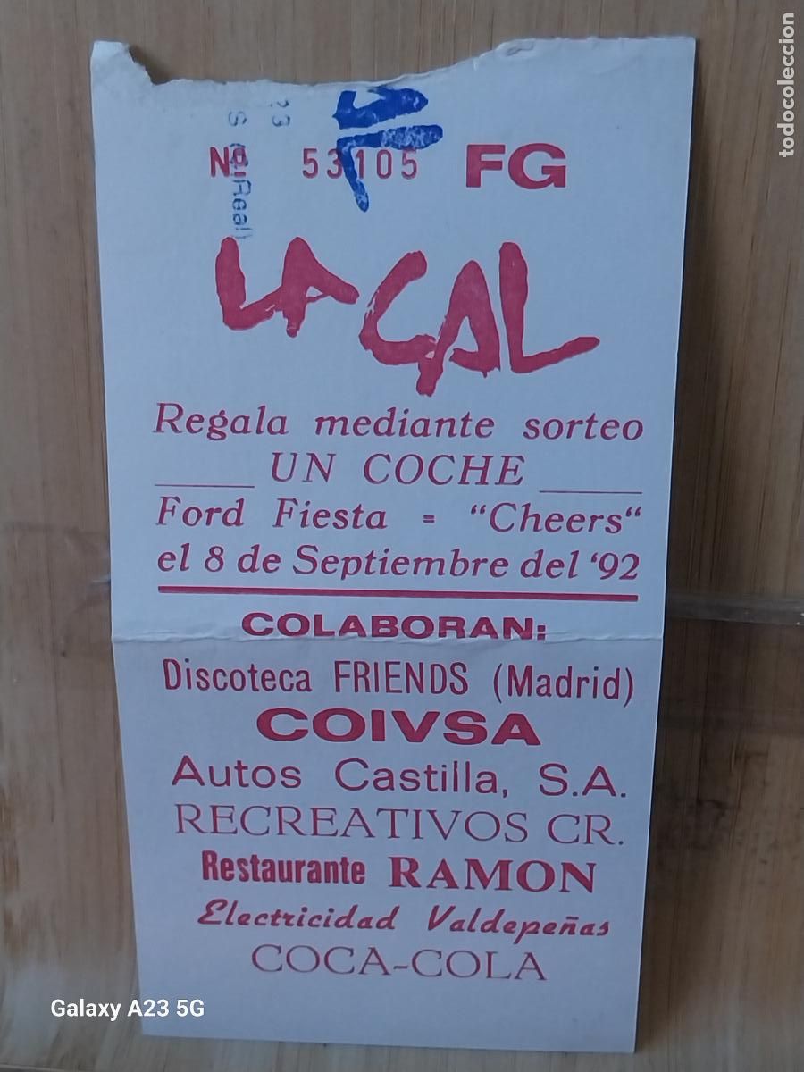 Otros art&iacute;culos de coleccionismo en papel: TARJETA SORTEO FORD FIESTA CHEERS LA CAL 1992 DISCO FRIENDS COCA COLA SEGUROS BRAVO CIA 12.3X6.2CMS