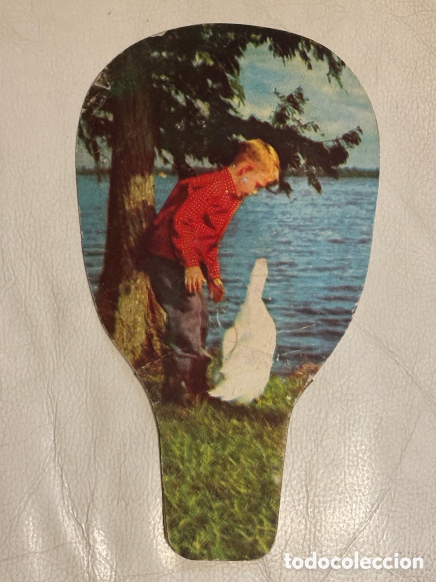 Otros art&iacute;culos de coleccionismo en papel: Paipay de ni&ntilde;o con cisne. Publicidad, caramelos comendador