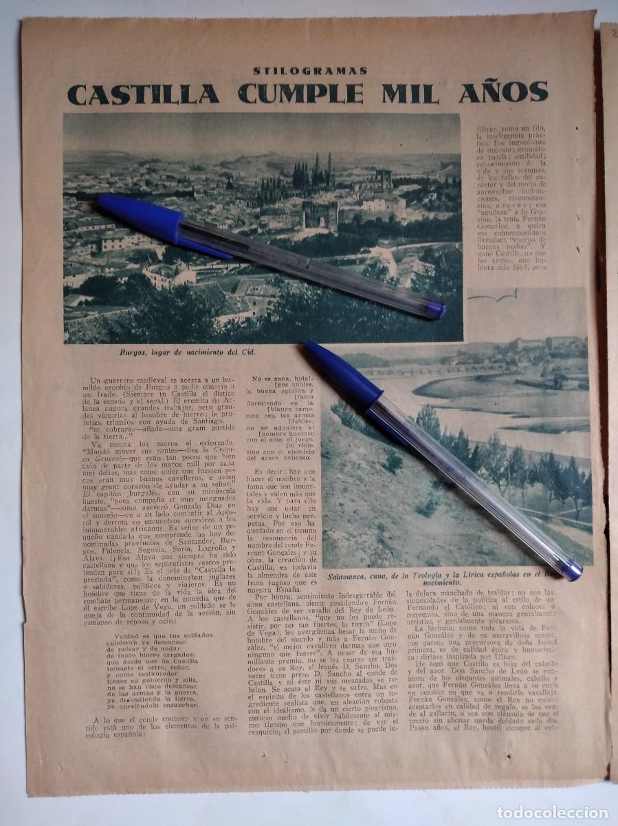 Otros art&iacute;culos de coleccionismo en papel: BURGOS SALAMANCA &Aacute;VILA FOTOGRAF&Iacute;AS REPORTAJE CASTILLA CUMPLE MIL A&Ntilde;OS DOS P&Aacute;GINAS PRENSA 1935