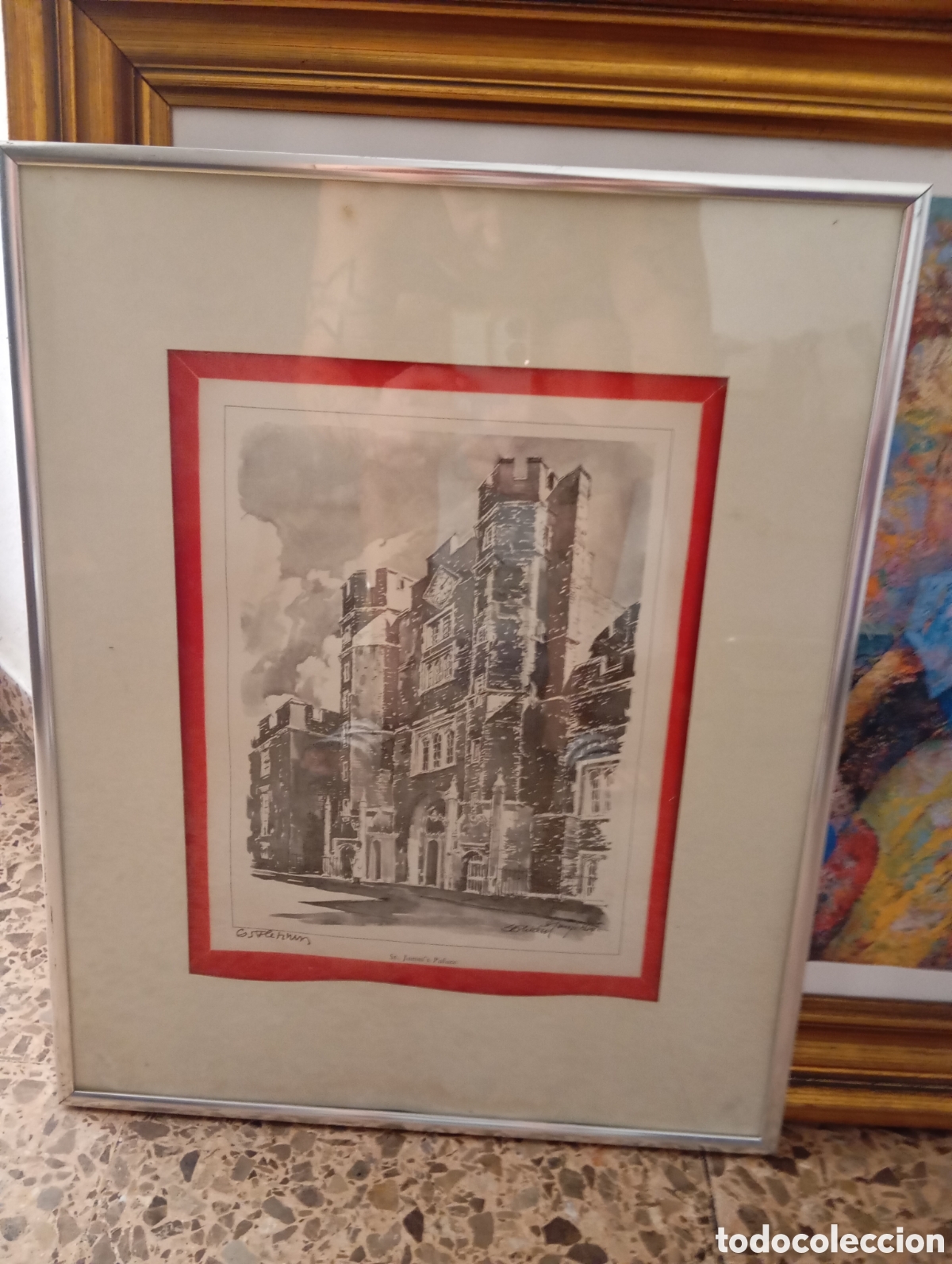 Otros art&iacute;culos de coleccionismo en papel: L&aacute;mina firmada a l&aacute;piz del palacio de san,james