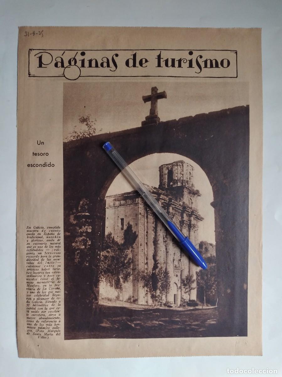 Otros art&iacute;culos de coleccionismo en papel: MONASTERIO DE MONFERO LA CORU&Ntilde;A P&Aacute;GINAS DE TURISMO HOJA DE PRENSA 1935