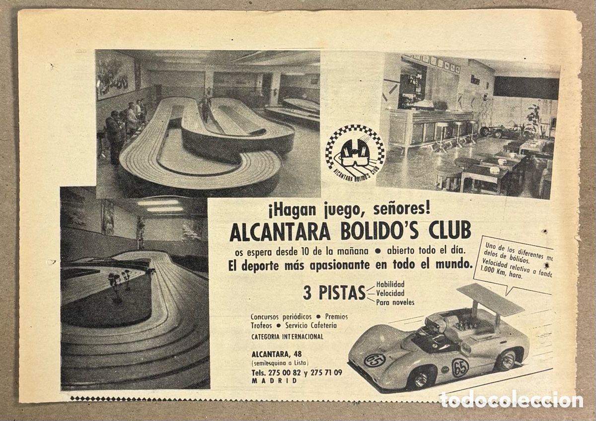 Otros art&iacute;culos de coleccionismo en papel: ALC&Aacute;NTARA B&Oacute;LIDOS CLUB (MADRID) SCALEXTRIC. ANUNCIO PUBLICITARIO PERI&Oacute;DICO ABC A&Ntilde;OS 70.