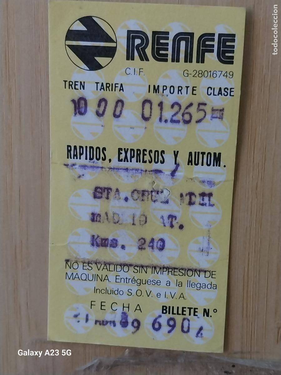Otros art&iacute;culos de coleccionismo en papel: RENFE BILLETE TRANSPORTE 7.5X4 CMS ORIGINAL A&Ntilde;O ABRIL 1989 ORIGINAL