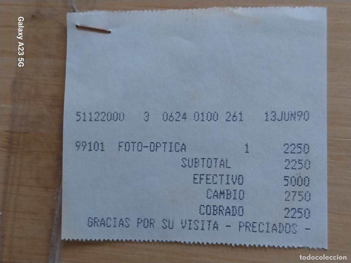 Otros art&iacute;culos de coleccionismo en papel: TICKET CAJA FOTO OPTICA PRECIADOS 13 JUN 1990 7X6.5 CMS COMPRA GAFAS SOL 2250PTAS